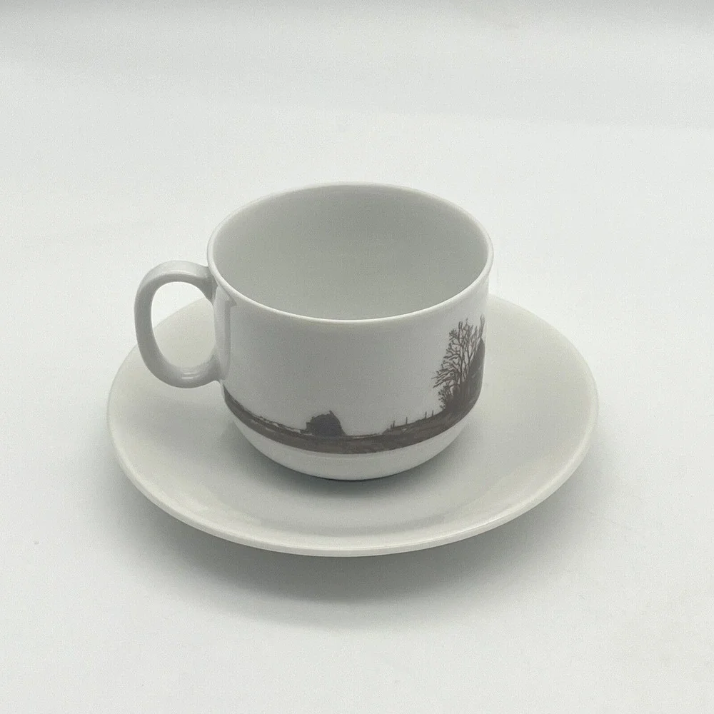 Seltmann Weiden Bavaria Demitasse Tea Cup‎ and Saucer Set Skegrie Mill Windmill